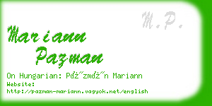 mariann pazman business card